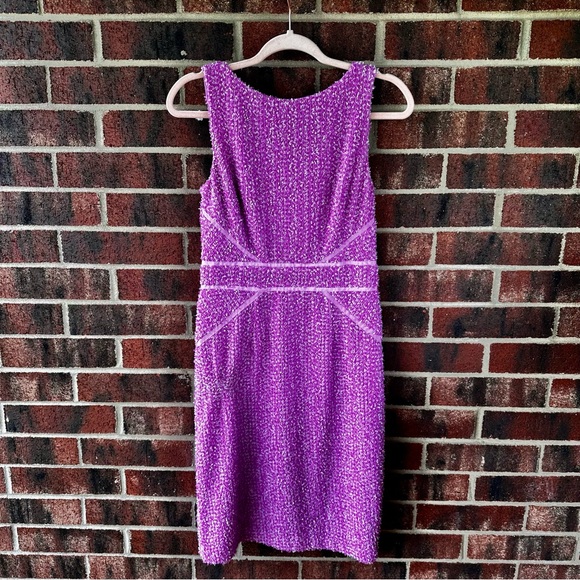 Sz 4 David Meister Purple Textured Sheath Dress USA Made Cocktail Wedding Guest - Picture 1 of 9